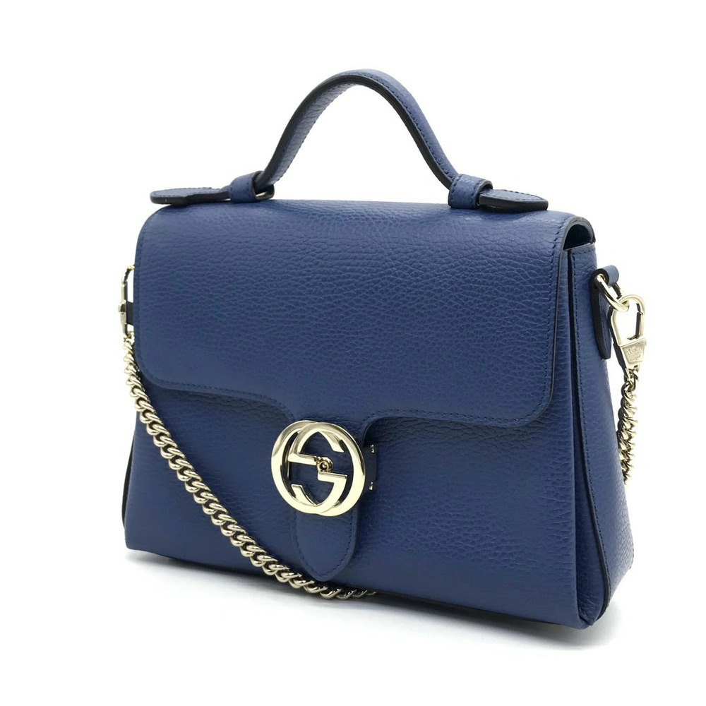 Gucci GG Shoulder Bag Interlocking Chain Blue - Picture 2 of 14